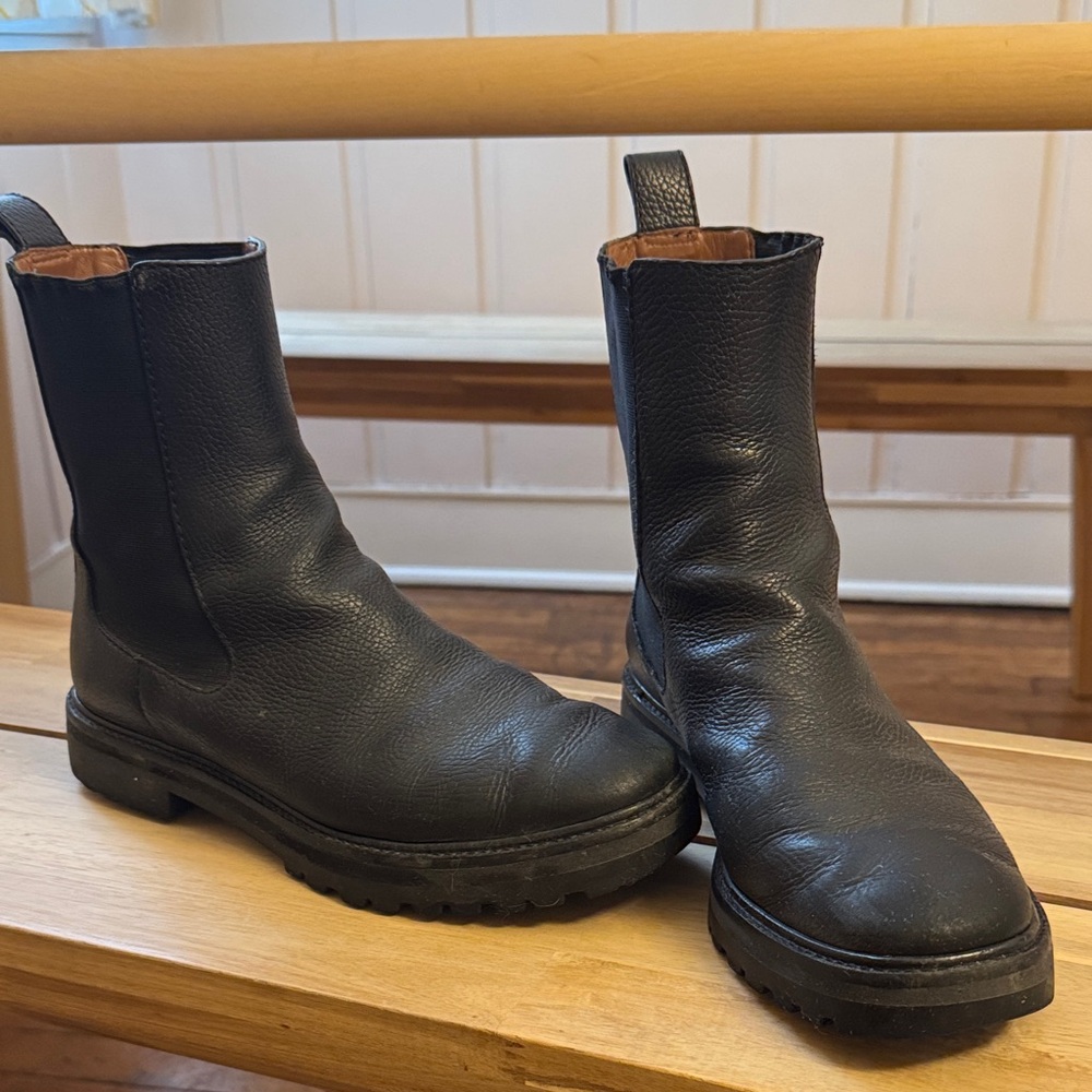Reformation Black Leather Chelsea Boots
